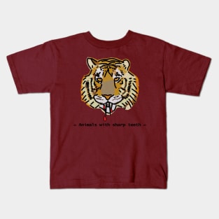 Animals with Sharp Teeth Halloween Horror Tiger Portrait Kids T-Shirt